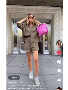 Daily Drills Dune Linen Relaxed Shirt & Shorts Set M/L
